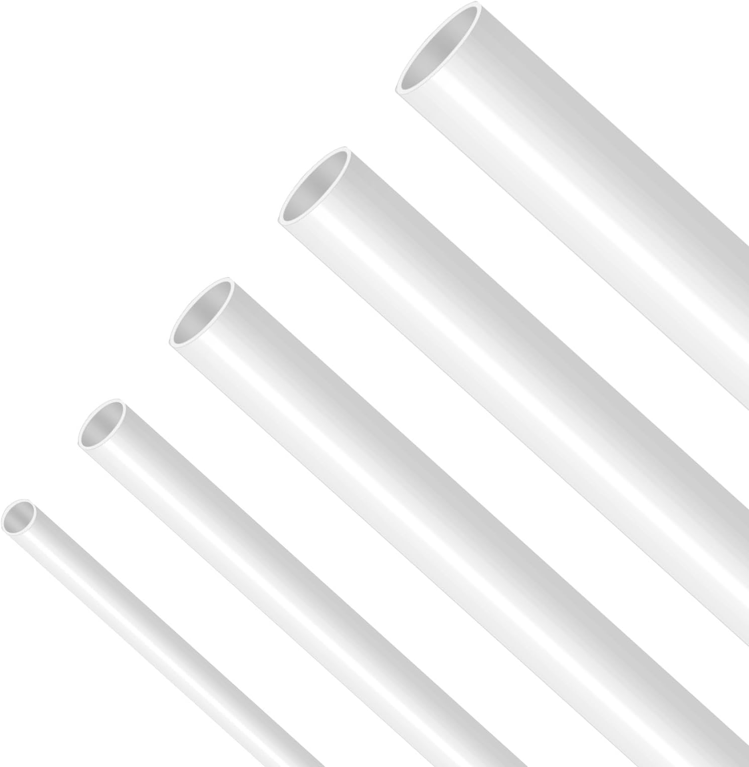 25 PCS 5 Sizes ABS Plastic Round Tubes, White ABS Hollow Round Tubes 9.8 Inch Length Round Hollow Bar Plastic Tube for Crafts, DIY Sand Table, Architectural Model Making（1.5mm, 2.3mm, 3mm, 4mm, 5mm）
