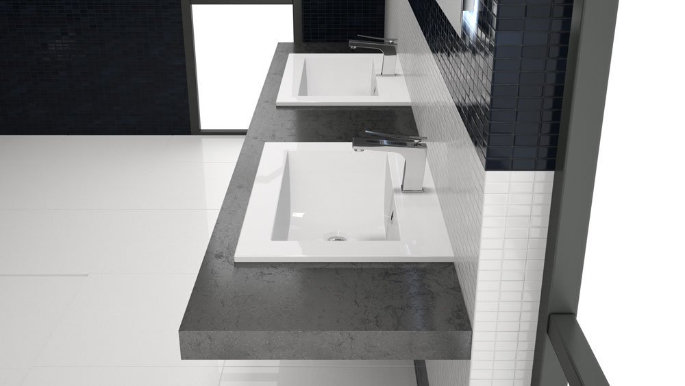 Einbau-Waschbecken 70x45x15cm eckig | 70cm Einbau-Waschtisch zum einlassen in eine Platte | Material: hochwertiges Mineralguss | Qualität MADE IN EU