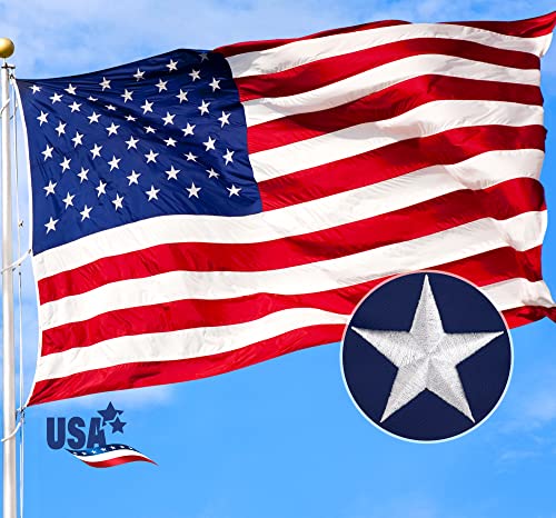 American Flag 3X5 Ft For Outside, Heavy Duty All Weather Us Flag Made In Usa High Wind With Embroidered Stars, Sewn Stripes, Durable United States Flags Outdoor #TOP1