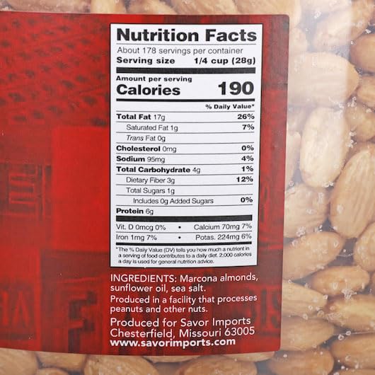 Savor Imports Fried and Salted Marcona Almond, 11 Pound - 1 each.