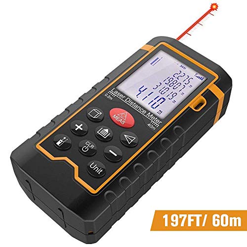 DBPOWER Digital Laser Measure 197FT/ 60M, Laser Distance Meter with Backlit LCD Screen