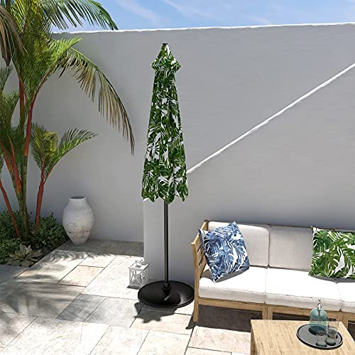 Lvtxiii 9' Patio Umbrella Outdoor Printed Umbrella With Push Button Tilt And Crank For Table Market Garden Backyard Swimming Pool, 8 Ribs (Palm Green) #TOP7