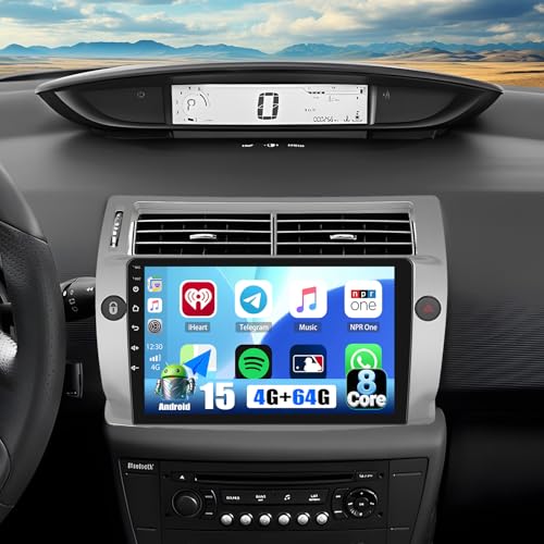 Android 15, 4G+64G 8-Core GOHHDL Autoradio Qualcomm pour Citroën C4 2004-2009/C-QUATRE 2008-2011 Carplay Android Auto, 9 Pouces écran Voiture 2Din avec GPS...