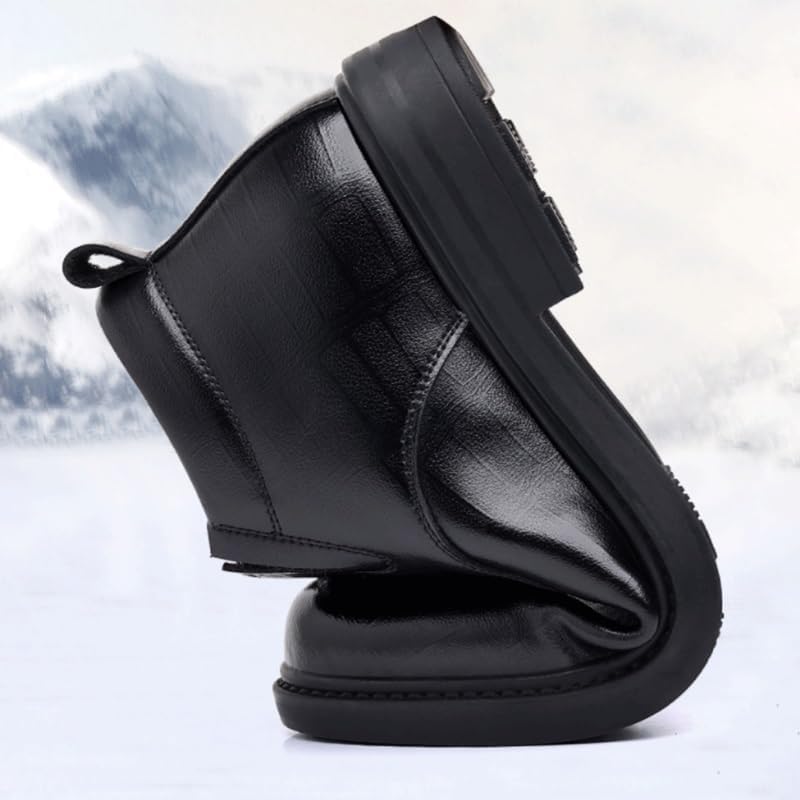Men's Business Leather Shoes Resistant Sneakers Boots Lightweight Non-Slip Trekking Walking Leather Shoes Comfortable Rubber Soft Sole for Men
