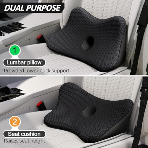 Benazcap Autositzkissen – Ergonomisches Lendenwirbelstützkissen – Memory-Schaum-Autositzpolster – Steißbein Entlastung – Autositzkissen zum Fahren – Auto Lordosenstütze Kissen für Fahrer