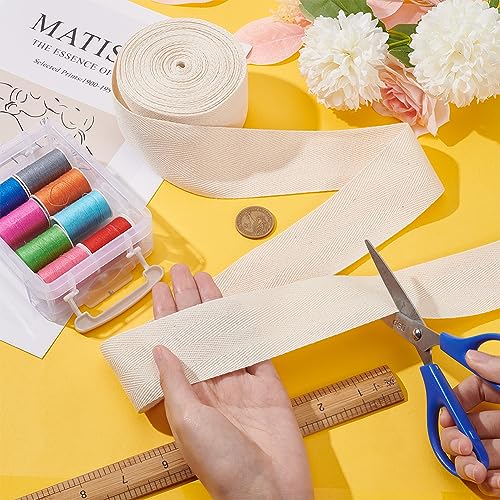 BENECREAT 10.94 Yards Beige Herringbone Cotton Twill Tape Ribbon - Image 3
