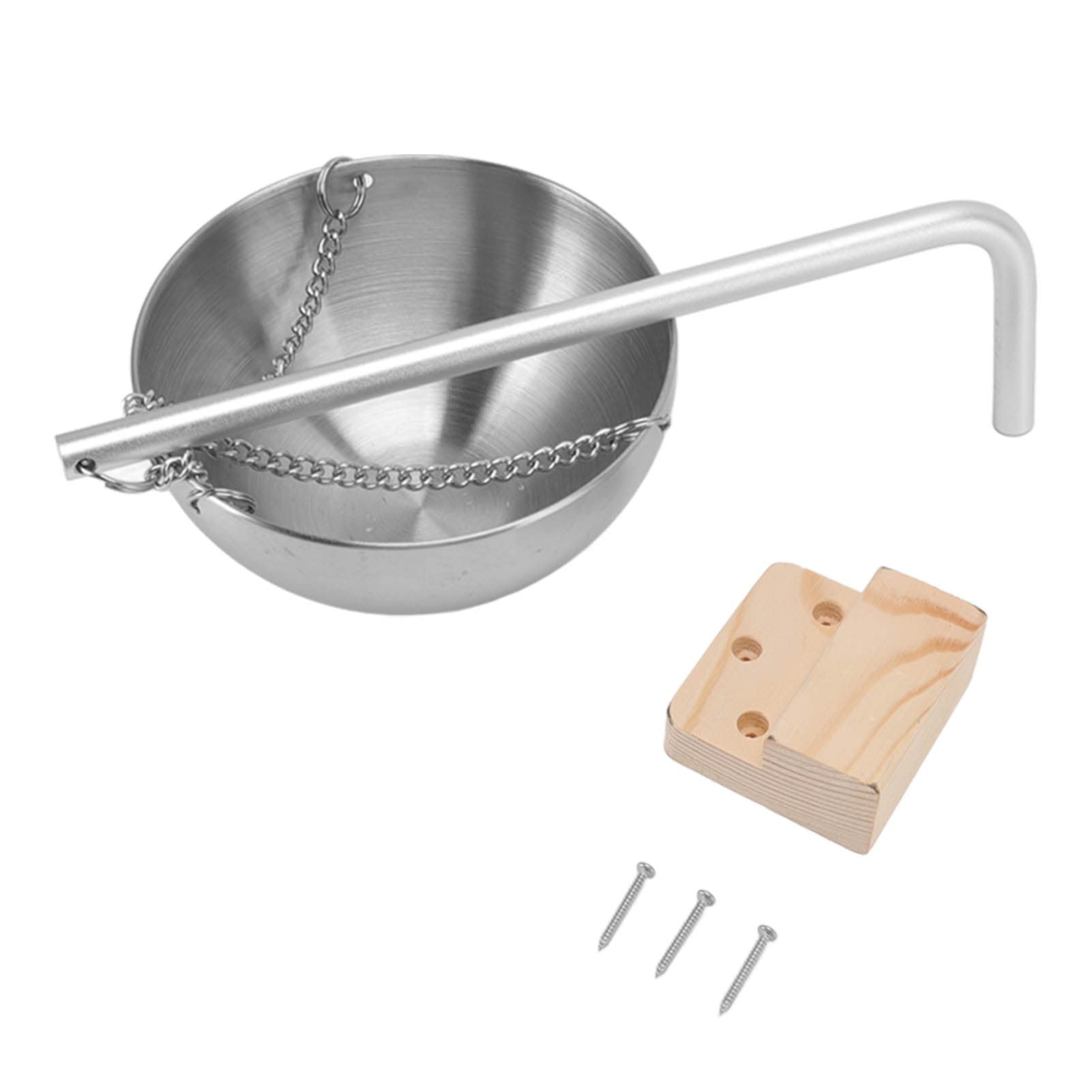 Muiltvoe Sauna Oil Cup Sauna Essential Oil Bowl Sauna Aromatherapy Oil Cup Stainless Steel with Wooden Block for Sauna Room (L 360ml 6.8x14.5cm / 2.7x5.7in)