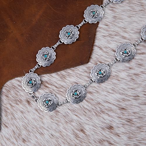 Wrangler Womens Western Concho Chain Belt Cowgirl Rustic Metal Waist Jewelry4