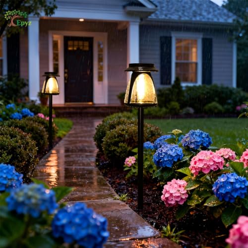 Image of Epyz Solar Light Outdoor Garden Pathway Stake Light, IP65 Waterproof for Walkway Yard Backyard Lawn Landscape Decorative Pack of 1, Warm Yellow