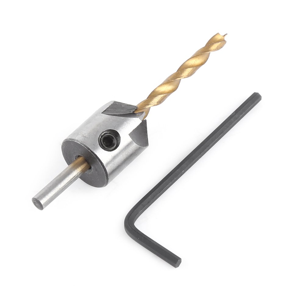 Juego de Brocas avellanadoras, Broca avellanadora de chaflán para carpintería para carpintería de carpintería de Acero de Alta Velocidad de Madera, con 1 Llave Hexagonal Gratis (3,5 mm)