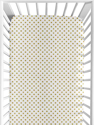 Image of Sweet Jojo Designs Fitted Crib Sheet for Amelia Baby/Toddler Bedding - Gold and White Polka Dot