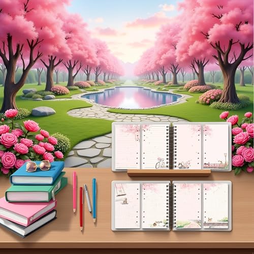 Cuaderno de diario con hojas sueltas rosas A6 para planificar el día a día 7