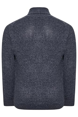 Big & Tall Men's Knitted Shawl Cardigan Navy4