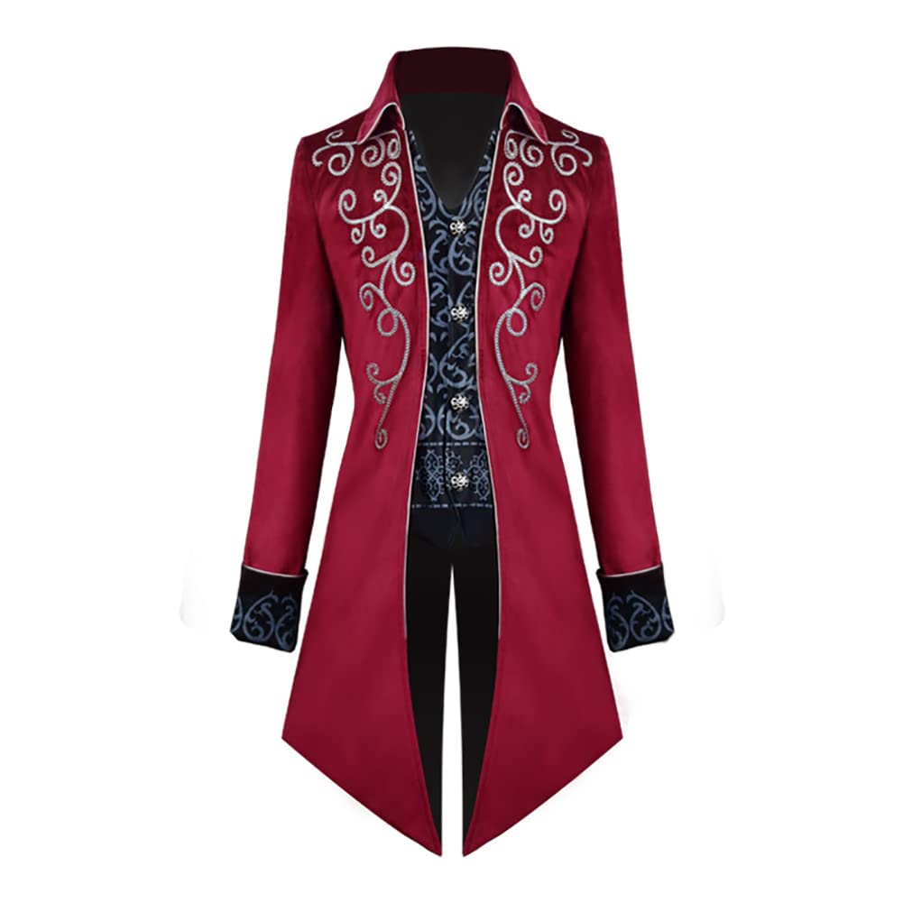 Odizli Mittelalter Kleidung Herren Smoking Steampunk Mantel Halloween Karneval Viktorianisches Gehrock