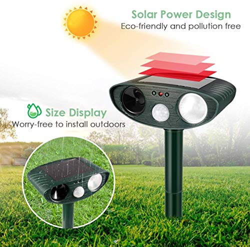 Clever sprouts Dog Cat Repellent, Ultrasonic Animal Repellent with Motion Sensor and Flashing Lights Outdoor Solar Powered Waterproof Farm Garden Yard Repellent, Cats, Dogs, Foxes, Birds, Skunks, Rod
