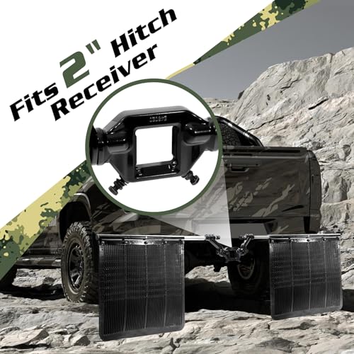 Image of 2 inch Hitch Mounted Mud Flaps for Trucks, Truck Mud Flaps Heavy Duty Adjustable Removeable Height and Width, Universal Duty Mud Flaps System to Protects Trailers from Scratches and Dirt.