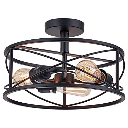 Lampe suspendue rétro en métal noir avec 3 douilles pour E26