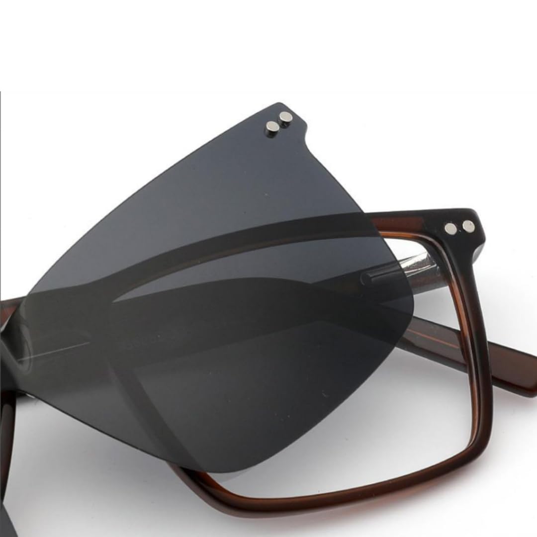 Gafas de sol retro polarizadas con clip magnético, montura de acetato para hombre y mujer.
