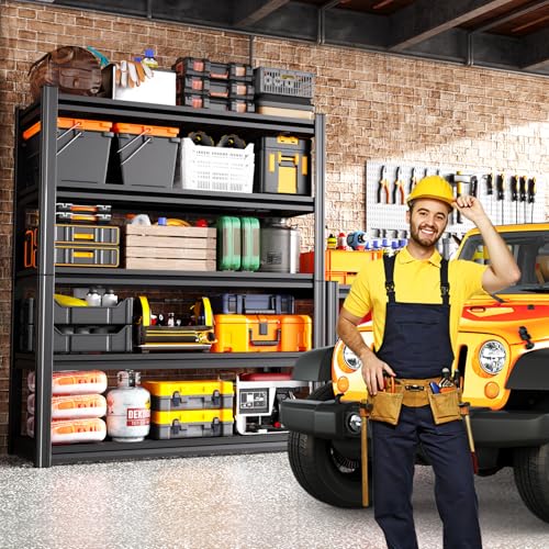 Image of 3-Pack Heavy Duty Garage Shelving for Large Storage & Garage Organization, 78 inchH x 46 inchW x 20 inchD 5-Tier Adjustable All Metal Wire Shelf for Tools, Storage Bins, Bulk Items, Warehouse & Workshop