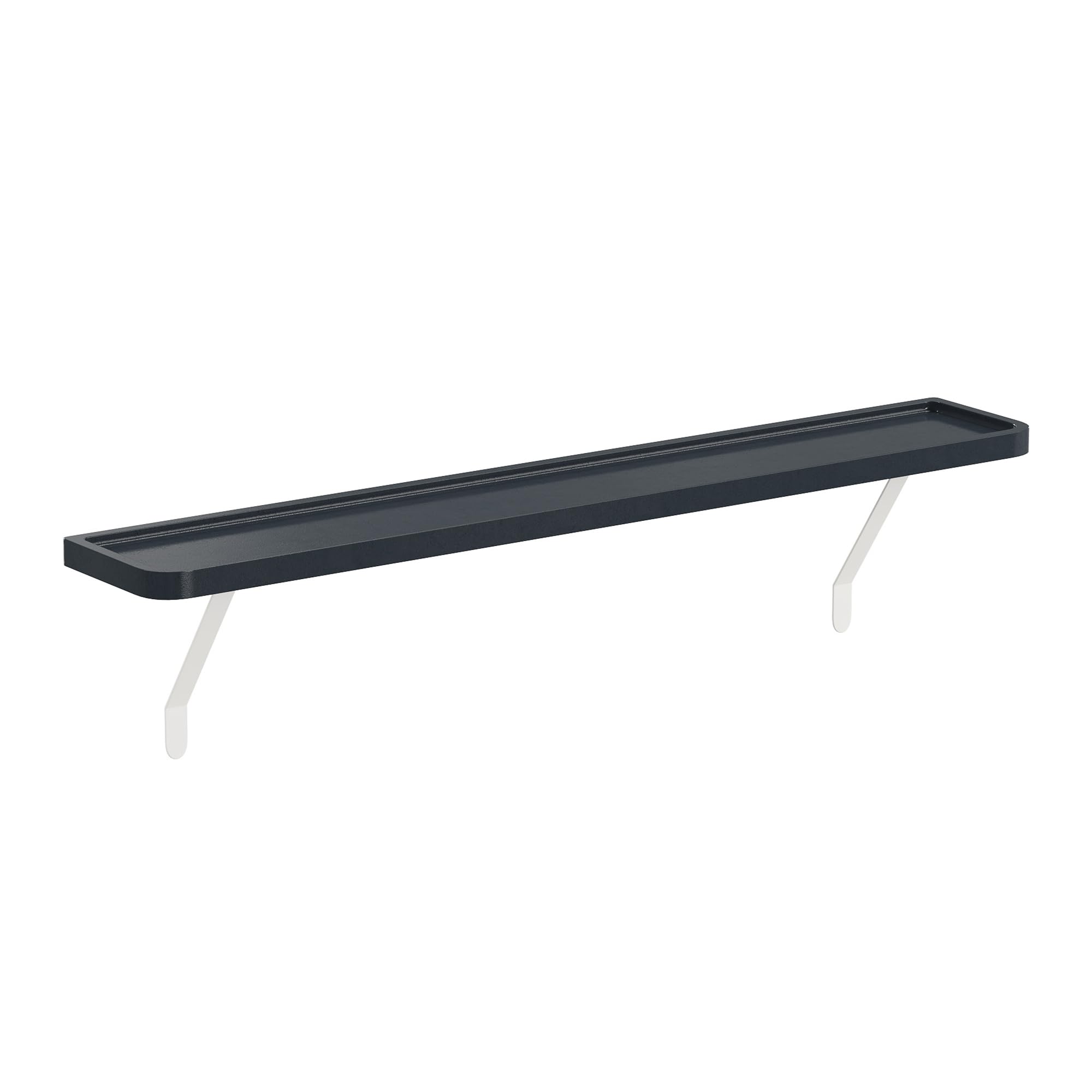 Loch & Skye Loby Curved Radiator Shelf with Foil Insulation - MDF Wooden Floating Radiator Shelf No Drilling with Brackets - No-Drill Over Radiator Shelves for Heat Circulation (Black, 140cm)