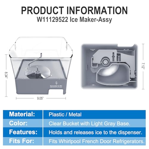 Seau à glace W11129522 amélioré pour une distribution fluide