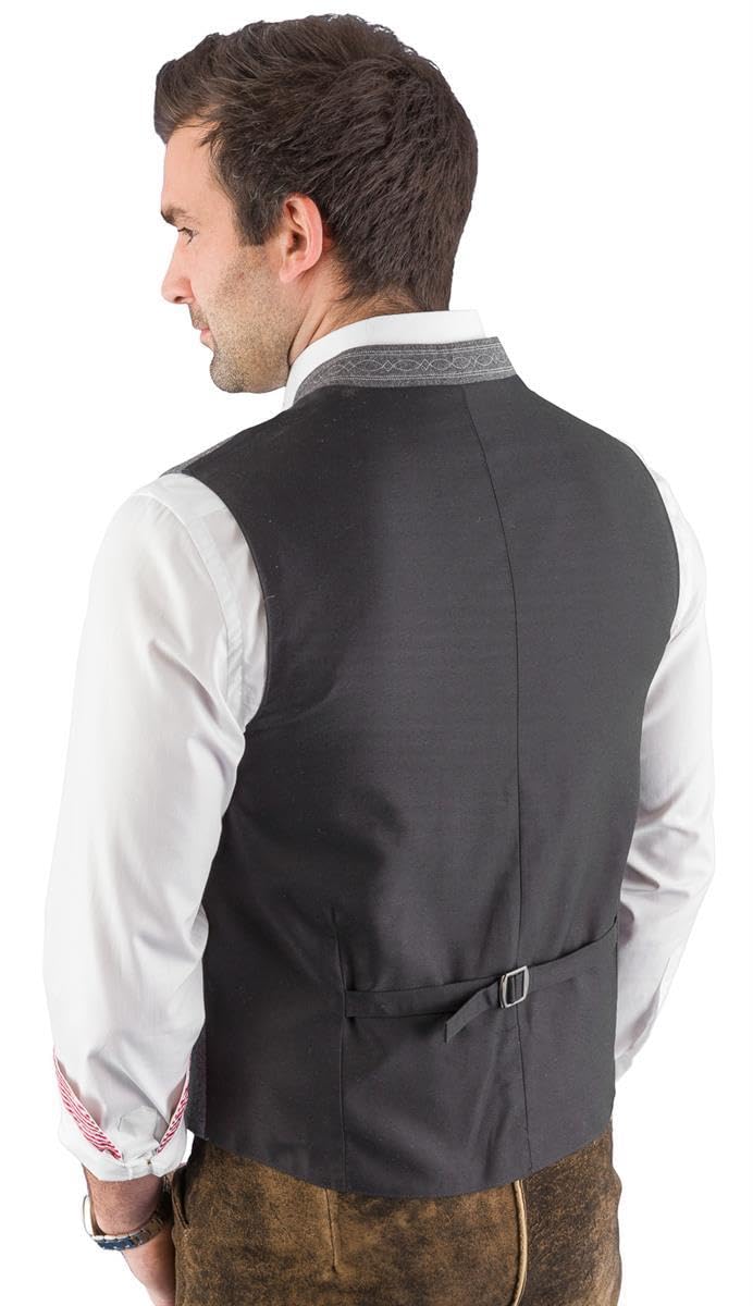 Hammerschmid Trachtenweste Max grau ohne Ärmel, klassische Lodenweste für Herren, elegantes Gilet für Männer