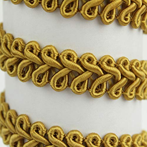 PASAMANERÍA GALÓN TORMES RAYÓN BORDADO ESPIGA 12mm (ORO OSCURO, 1 METRO)