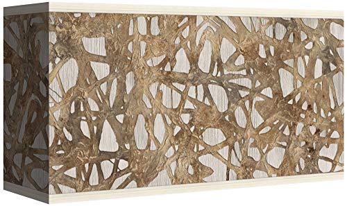 Giclee Rectangular Print Lamp Shade Organic Nest Brown Gray Large 17" Wide X 17" Deep X 10" High Spider With Replacement Harp And Finial Fitting - Giclee Glow #TOP17