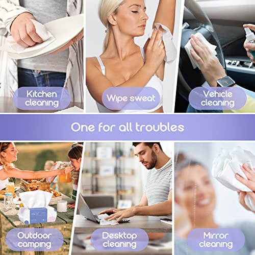 Poeticehome Cotton Tissue Dry Wipes - Extra Thick Biodegradable Facial Cleansing Towel Disposable Wash Cloth For Makeup Cleaning 4 Pack #TOP5