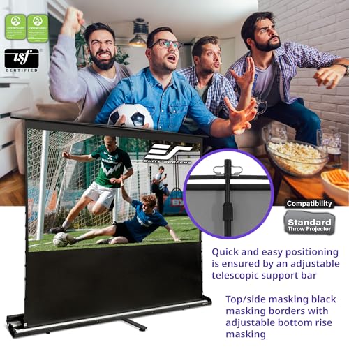 Elite Screens ezCinema Tab-Tension CineGrey 4D, 116-inch 16:9, Manual Floor Pull Up ISF Ceiling Ambient Light Rejecting, Portable Home Office Classroom Projector Screen with Carrying Bag, FT116UH-C4D by Elite Screens - Image 2