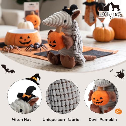 Image of Hollypet Armadillo Squeaky Puppy Dog Toys for Small Medium Dogs, Halloween | plush stuffed small dog squeak animal toy with unique grunt squeaker textured fabric for teeth cleaning toys