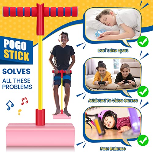 Image of Lewtemi 4 Pcs Pogo Stick for Kids, Foam Pogo Jumper, Fun and Safe Toy Gifts | Safe Jumping for Boys Girls, Pogo Sticks for Teens Adults, squeaky Sounds Each Hop, Outdoor Indoor Toys Gift for Christmas