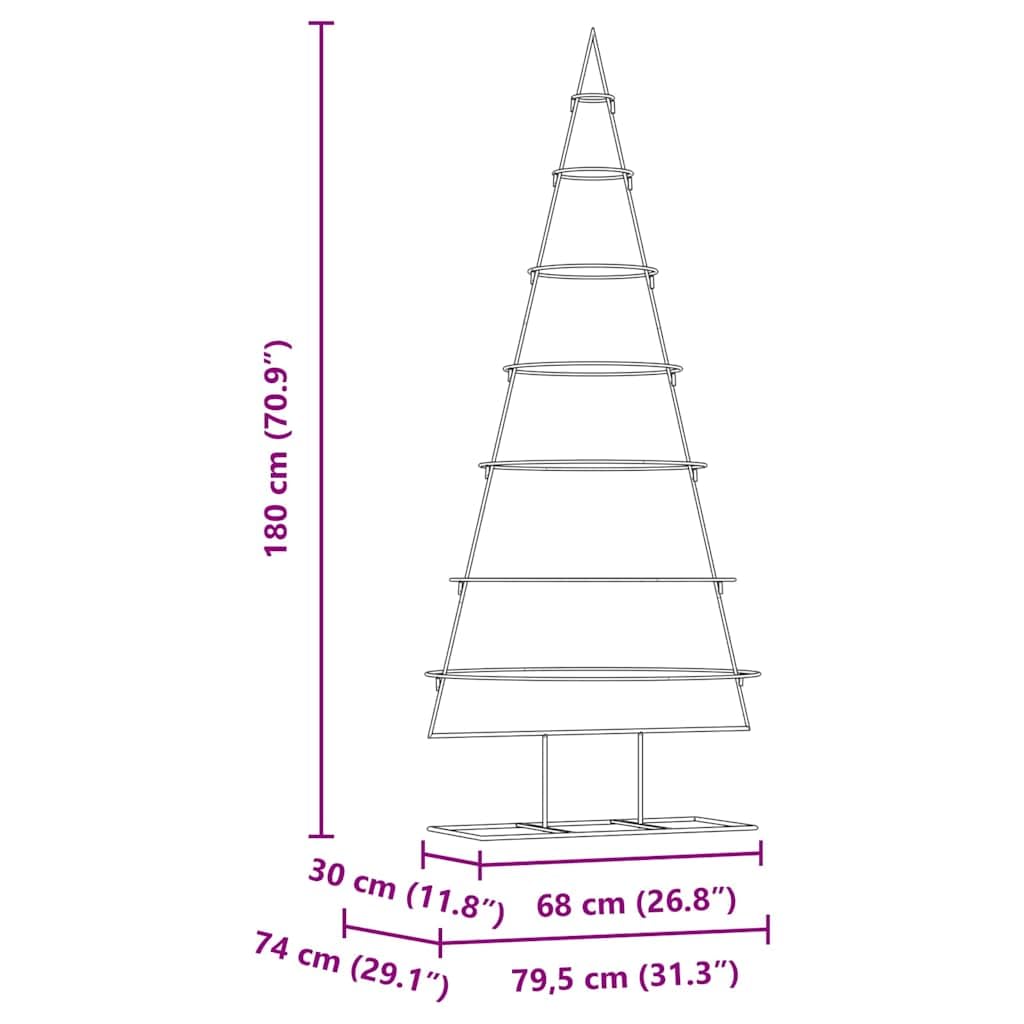 vidaXL Árbol de Navidad de Metal con Soporte Dorado 180 cm