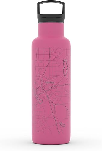 Miniatura 120 de Well Told Botella de agua aislada con mapa de Washington DC grabado, botella de acero inoxidable grabada (21 onzas, blanco) botella aislada de mapa