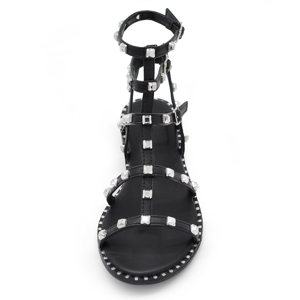IF Fashion S060136 - Sandalias de verano para mujer con tachuelas de piel sintética
