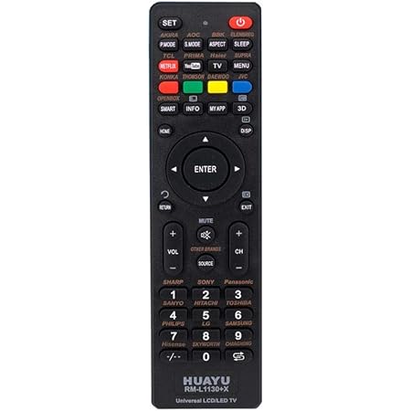  Huayu Rm L1130 X Tv Universal Remote Control Perfect Tv Replacement Remote For Mostly Types Of Televisions Led Lcd Plasma To Work Mostly Tv Brands Black Electronics
