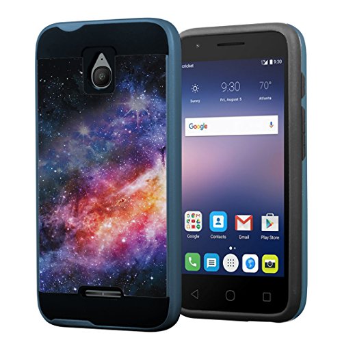 Alcatel Streak Case, Alcatel Dawn Case, Alcatel Ideal Case, Alcatel Pixi Avion/Pixi Bond Case, Capsule-Case Hybrid Fusion Daul Layer Slick Armor Case (Black & Blue) - (Space) #TOP7
