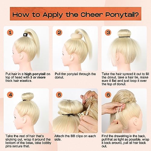 Seikea SK-16CRPT258-14 Cheer Ponytail Hair Piece, 16 Inch Ash Blonde Straight Cheerleader Hairpiece Ponytail Extension thumb #5
