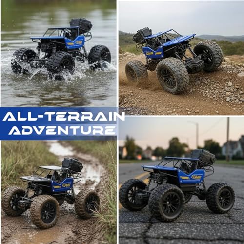 Image of Remote Control Rock Crawler Monster Truck for Kids with Mist Spray & Smoke Effect | Rechargeable Off-Road All Terrain RC Car with Spring Shockers | High Speed Climbing Toy Car (Color As Per Stock)