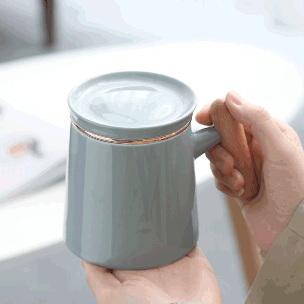 Tazzine Caffe Tazze Caffe Semplice Tazza Da Caffè In Ceramica 400 Ml, Tazza Da Tè Multifunzionale Con Filtro, Tazza Da Bere Per Tè, Caffè, Succo Di Latte, Ecc Tazze Cappuccino(Grey)