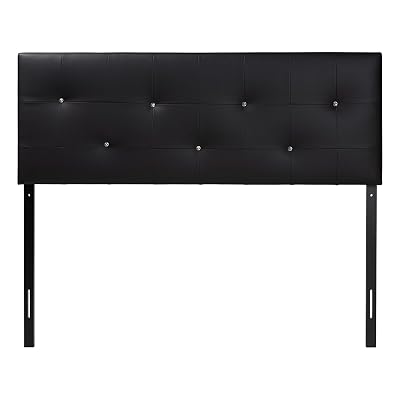 Baxton Studio Dalini Modern and Contemporary Full Black Faux Leather Headboard with Faux Crystal Buttons