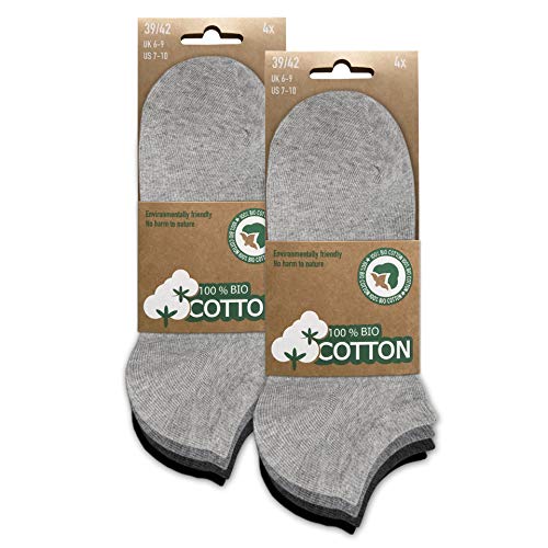 BIOBASICS Calcetines cortos para hombre y mujer (4 – 12 pares) de algodón ecológico Öko-Tex 100, 35-38