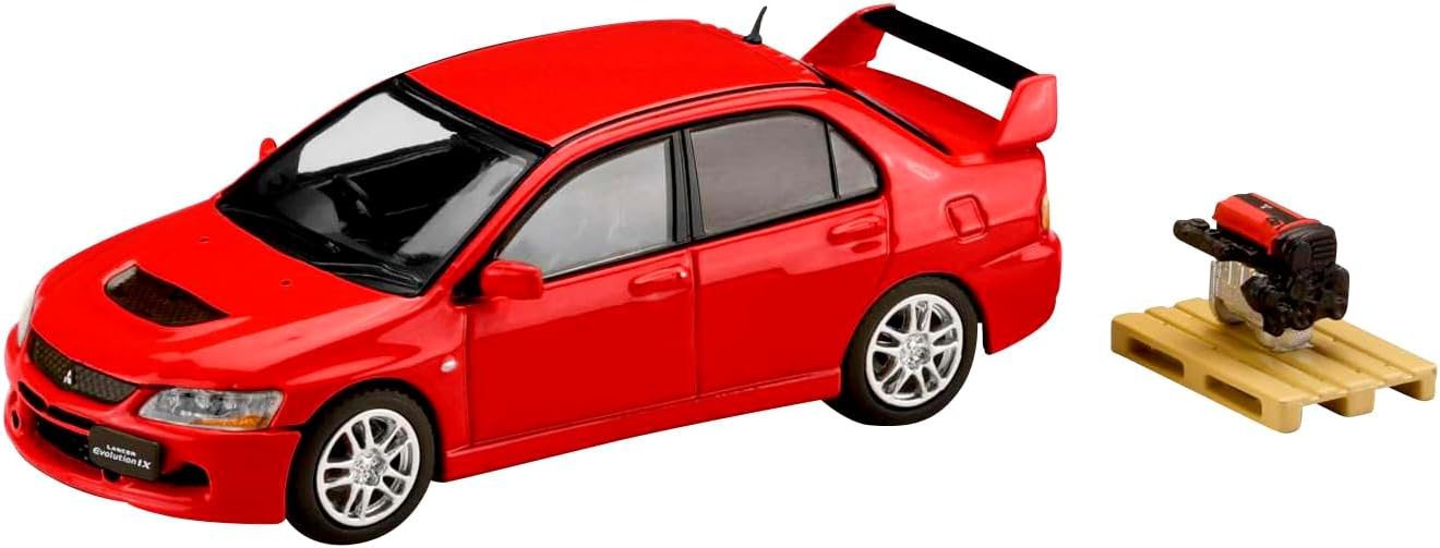 HJ64 1/64 Mitsubishi Lancer Evolution 9 with GSR Engine Display Model Black Mica Finished Product