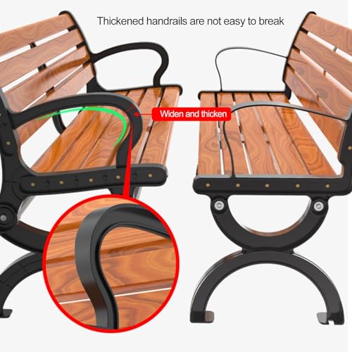 Banco de parque de madera maciza para jardin de 4 plazas con respaldo 5