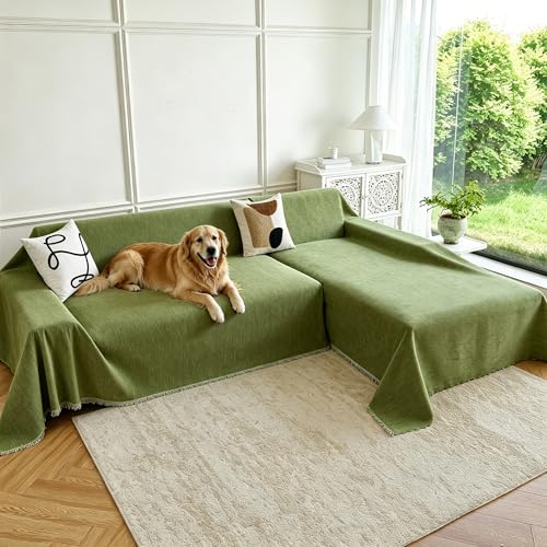 Image of Waterproof Sectional Couch Covers,L Shaped Couch Covers for Pets Washable Sofa Covers for Dogs Sofa SlipCover for Sectional Couches Protector Covers for Living Room (71 inch x 102 inch + 71 inch x 110 inch, Green)