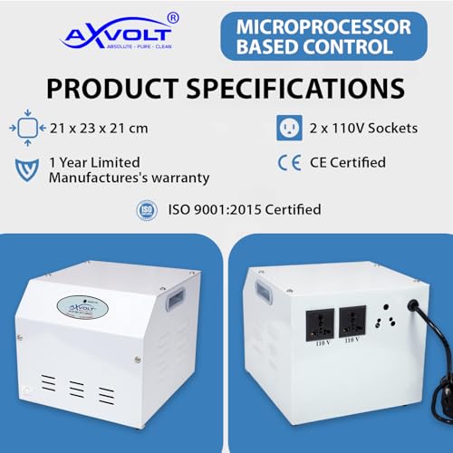 Image of Axvolt Crysta 4000W Step Down Voltage Converter | 220V-230V to 110V-120V Heavy Duty Transformer | Use USA, Canada & Japan Appliances in India | Universal Socket | 2-Year Warranty