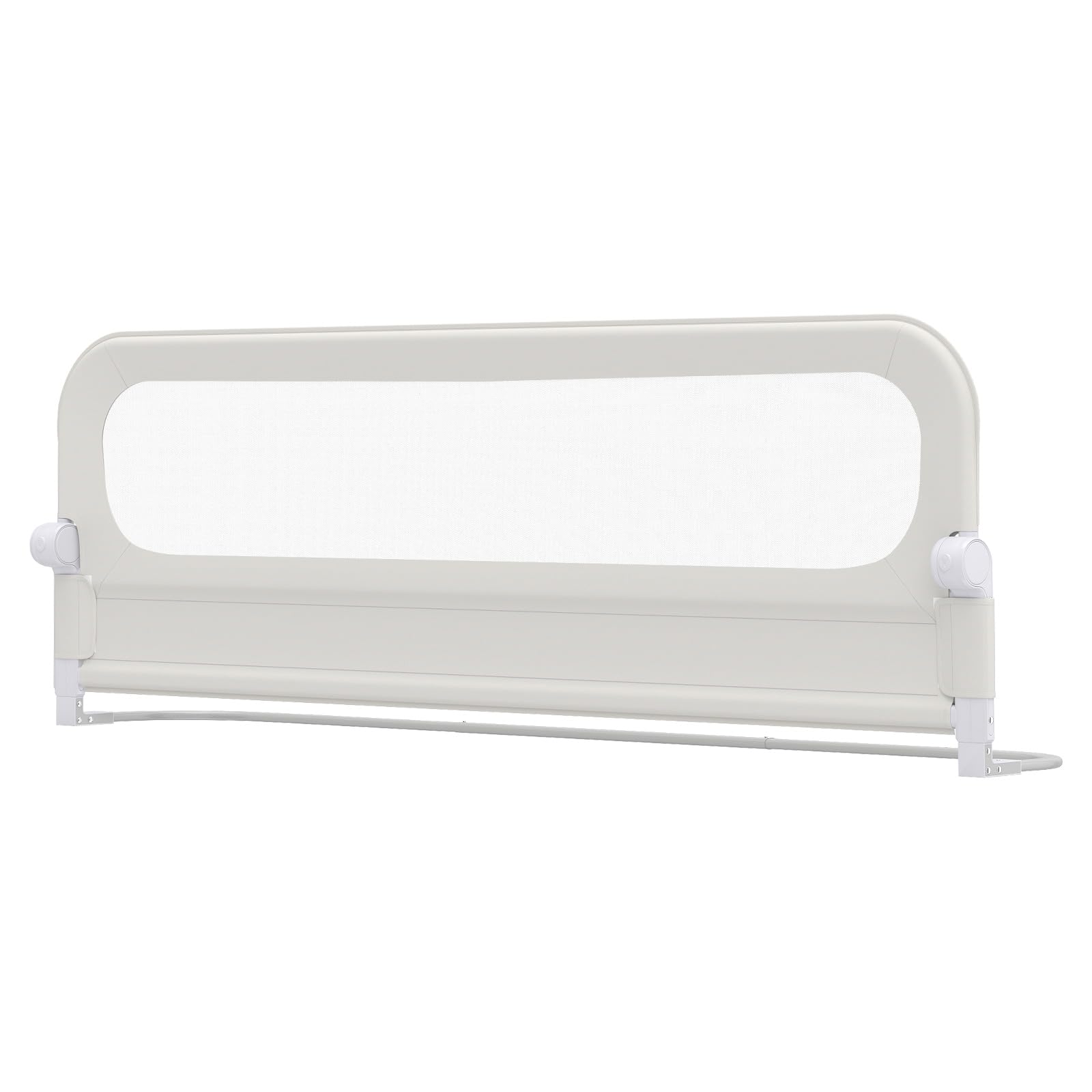 RELAX4LIFE Barrière de Lit Rabattable 180 cm, Barriere de Securite Enfant Lit, Double Verrouillage, Maille Respirante, Base Métallique, Protection Anti-Chute, pour Matelas 10-28 cm d'Épaisseur (Blanc)