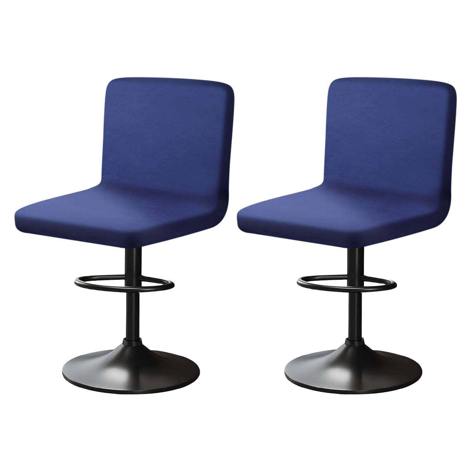 YINGAYOU Bar Stool Covers with Back Velvet Bar Stools Slipcovers with Backrest Very Soft Elastic and Easy to Install Wrinkle Resistant, Washable, Dustproof (2, Navy Blue)
