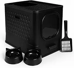 Caixa de Areia Para Gatos Fechada Sandbox Sanitário Furba Grande (Preto)