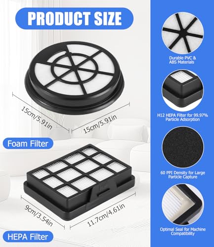 Filter Zubehör für Bosch BZ152EF Serie 2 Staubsauger BGC05A220A, BGC05A320, BGC05A322, BGC05AAA1, BGS05A221, BGS05A222, BGS05AAA2/01, BGS05A220/02, 2 Hepa-Filter Motorschutzfilter + 2 Abluftfilter